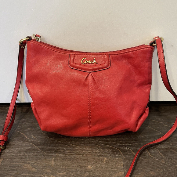 Coach Handbags - Coach Ashley Swingpack Leather Cherry Red Crossbody Bag 9”